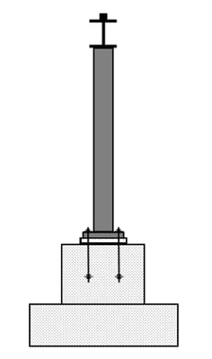 Dessin technique de colonne fondation béton