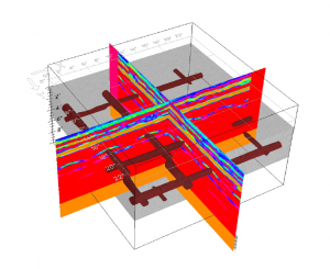 Image scan déterminant l'épaisseur de dalle de béton pour structure de pont roulant