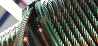 Close-up view of a lifting cable in a hoist reel