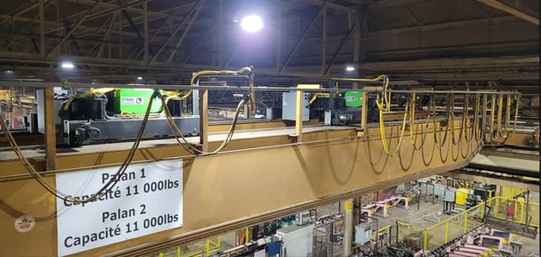 2 hoists on a overhead crane