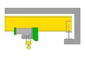 technical drawing of single girder flush-mounted connection
