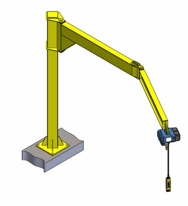 technical drawing of a articulated jib crane