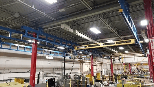 un pont roulant ergonomique équipé de palan industriel