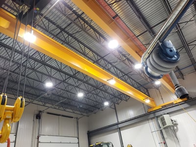 Indoor overhead crane with LED lights