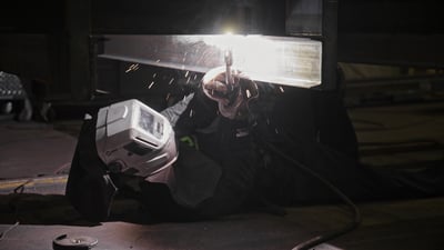 welder of Premium industrial group making a overhead crane