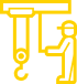 Icône jaune d'un technicien avec utilisant une machine
